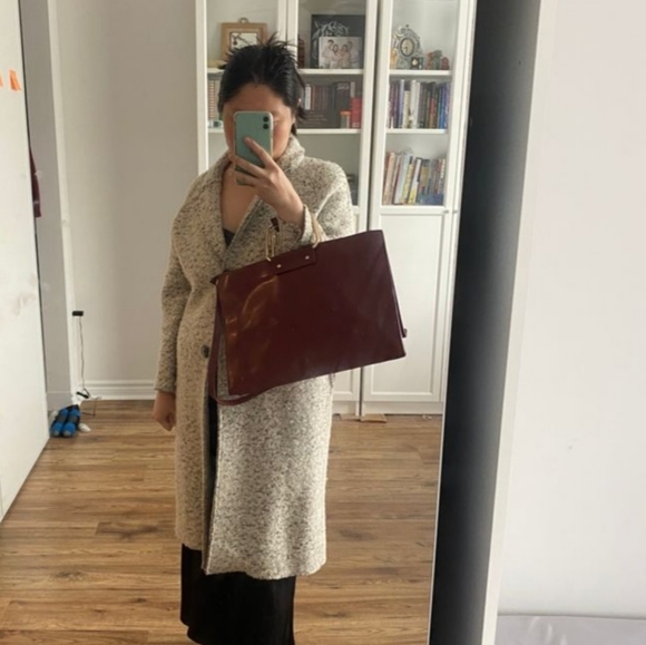 ✖️SOLD✖️ Zara Burgundy Tote Bag with Metallic Handles - Picture 6 of 6